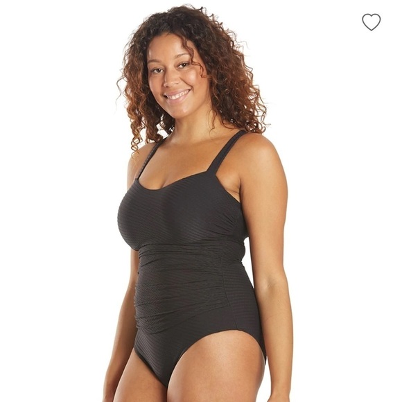 NWT Profile by Gottex Ribbed Shirred Over The Shoulder One Piece Swimsuit - 16D - Picture 6 of 11